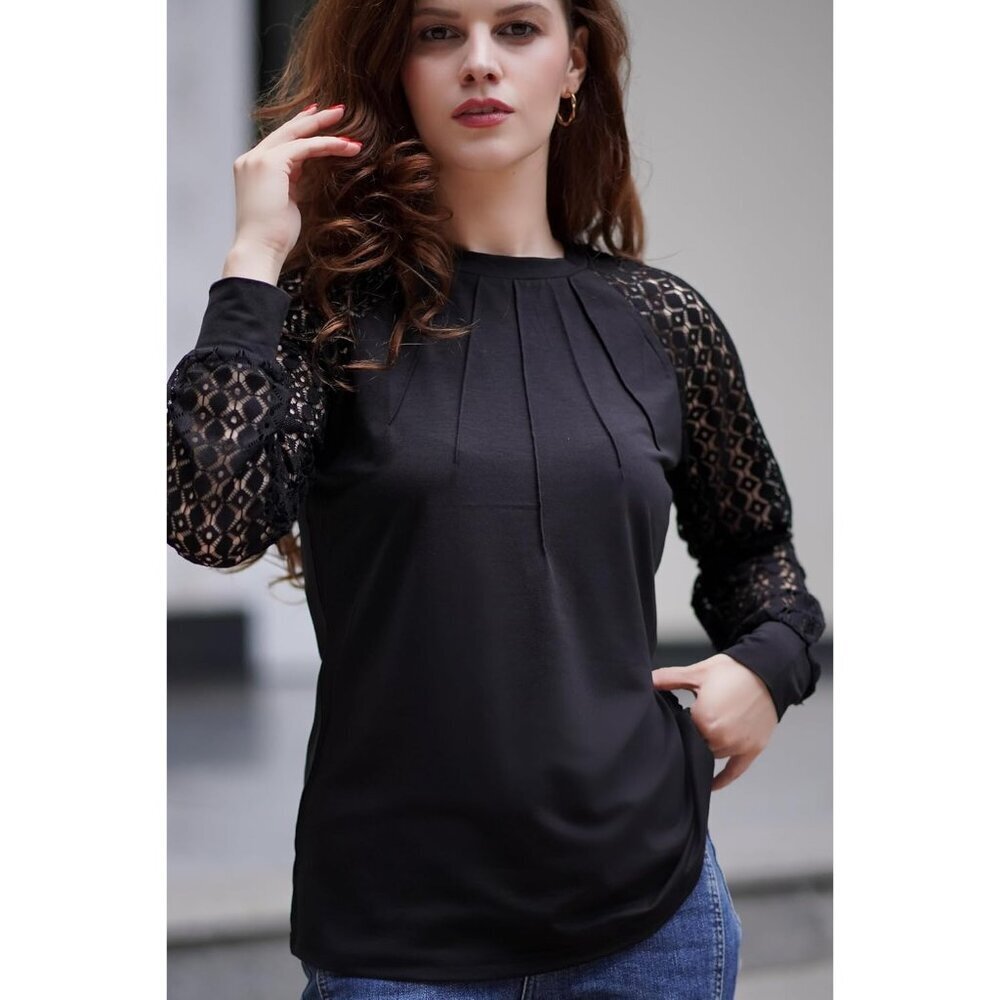 Womens Lace Long Sleeve Blouse Casual Business Dressy Top Medium - Picture 5 of 6